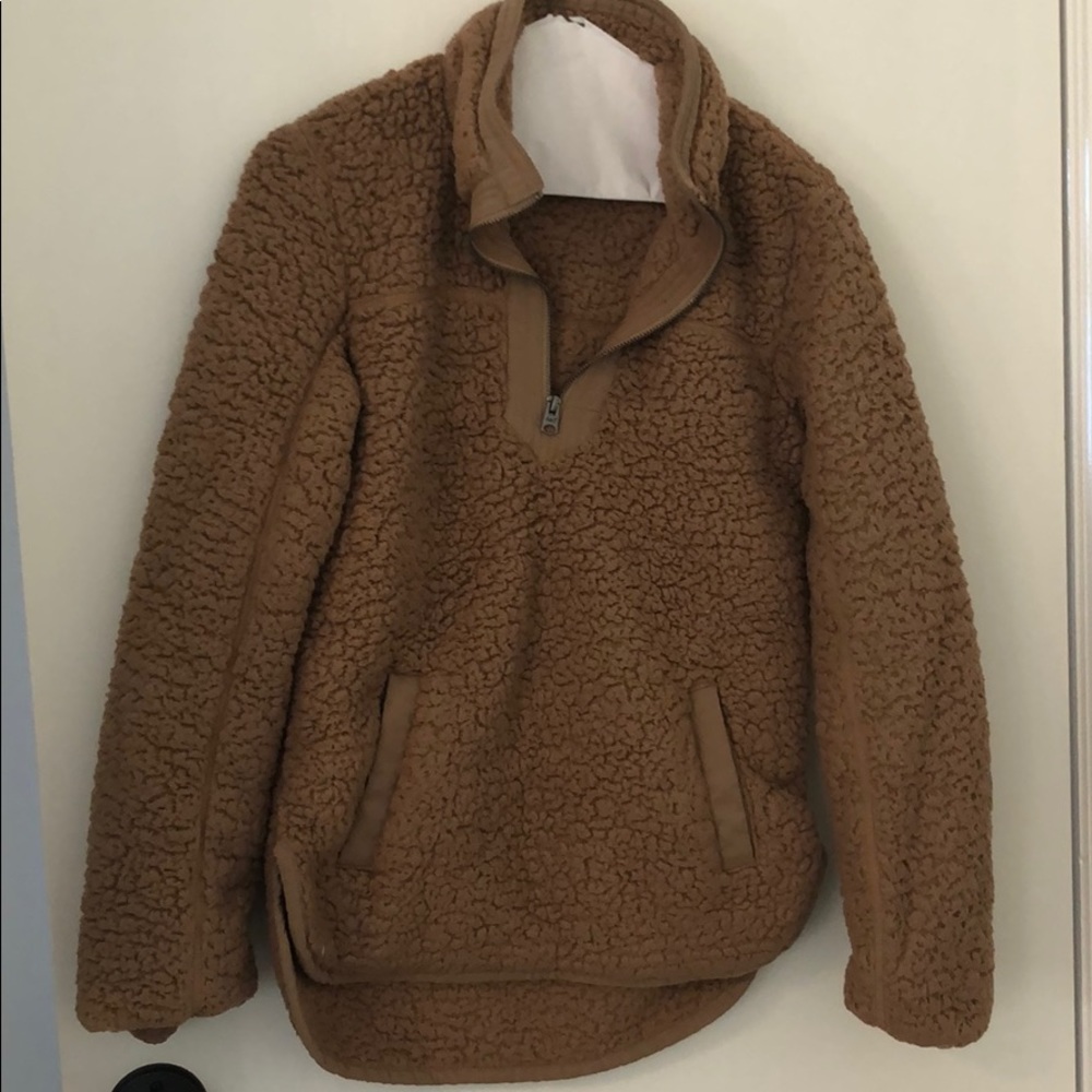 Abercrombie high low Sherpa half zip